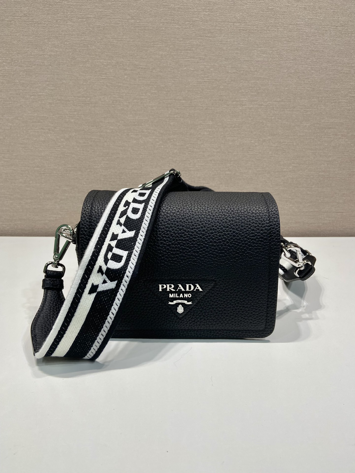 Prada Leather Shoulder Bag Handbag Black 1BD332